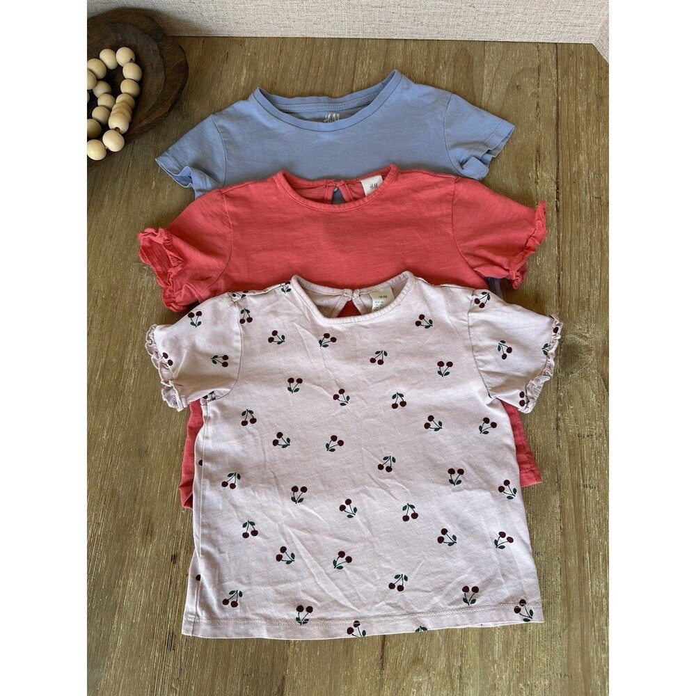Lot of 3 H&M Toddler Girls Shirts Size 3T Short Sleeve